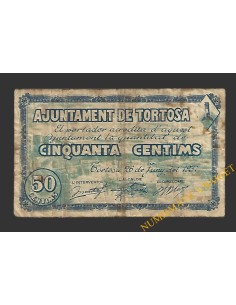 TORTOSA (Tarragona) 50 cèntims 20 de juny del 1937