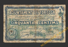 TORTOSA (Tarragona) 50 cèntims 20 de juny del 1937