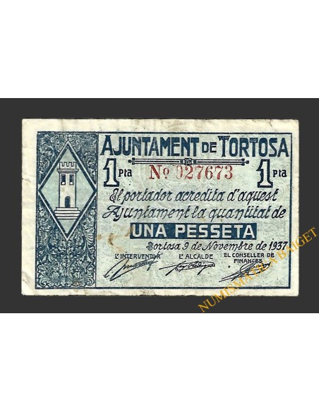 TORTOSA (Tarragona) 1 pesseta 9 de novembre del 1937