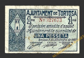 TORTOSA (Tarragona) 1 pesseta 9 de novembre del 1937