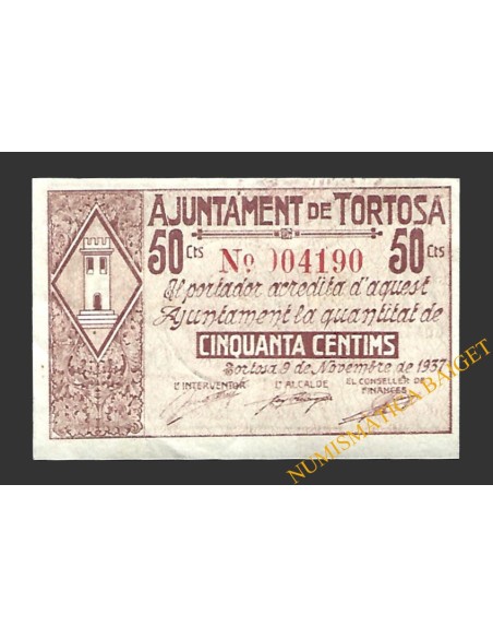 TORTOSA (Tarragona) 50 cèntims 9 de novembre del 1937