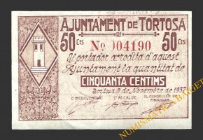 TORTOSA (Tarragona) 50 cèntims 9 de novembre del 1937