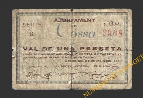 TOSSA (Girona) 1 pesseta 31 de maig del 1937