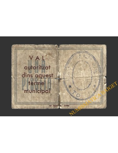 TOSSA (Girona) 1 pesseta 31 de maig del 1937