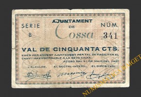 TOSSA (Girona) 50 cèntims 31 de maig del 1937