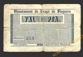 TRAGÓ DE NOGUERA (Lleida) 1 pesseta 1937