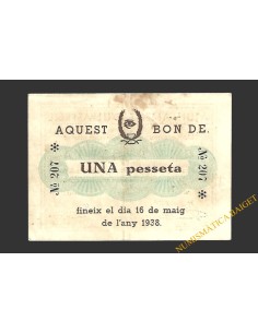 ULLASTRELL (Barcelona) 1 pesseta 15 de maig del 1937  2