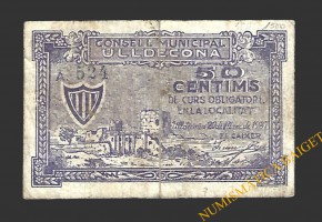 ULLDECONA (Tarragona) 50 cèntims 20 de març del 1937 