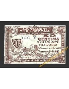 ULLDECONA (Tarragona) 50 cèntims 1 de setembre del 1937 