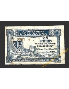 ULLDECONA (Tarragona) 25 cèntims 1 de setembre del 1937 