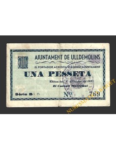 ULLDEMOLINS (Tarragona) 1 pesseta 1 d'octubre del 1937 