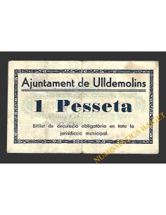 ULLDEMOLINS (Tarragona) 1 pesseta 1 d'octubre del 1937  2