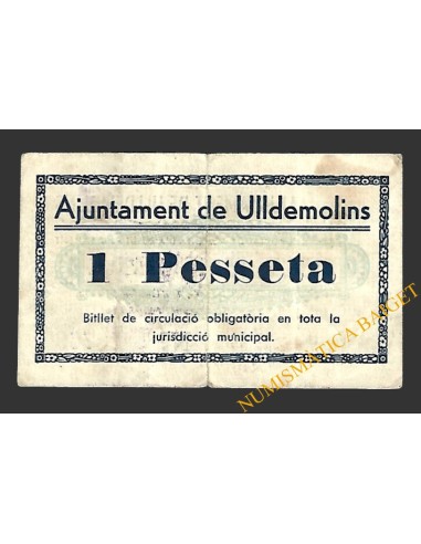 ULLDEMOLINS (Tarragona) 1 pesseta 1 d'octubre del 1937 