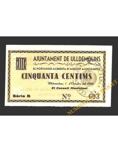 ULLDEMOLINS (Tarragona) 50 cèntims 1 d'octubre del 1937 