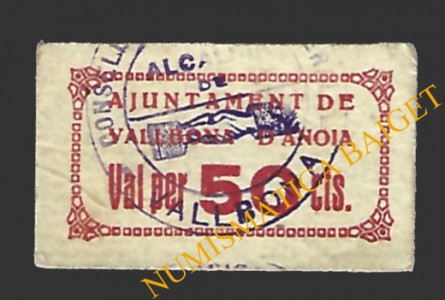 VALLBONA D'ANOIA (Barcelona) 50 cèntims 15 de  maig del 1937 