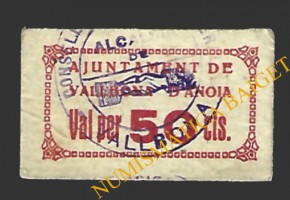 VALLBONA D'ANOIA (Barcelona) 50 cèntims 15 de  maig del 1937 