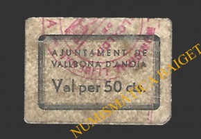 VALLBONA D'ANOIA (Barcelona) 50 cèntims 1937 