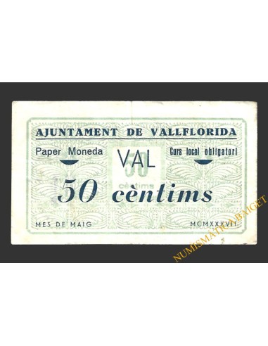 VALLFLORIDA (Barcelona) 50 cèntims maig del 1937 