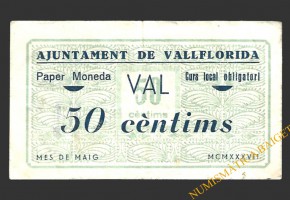 VALLFLORIDA (Barcelona) 50 cèntims maig del 1937 