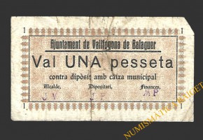 VALLFOGONA DE BALAGUER (Lleida) 1 pesseta 1937 