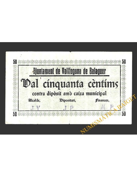 VALLFOGONA DE BALAGUER (Lleida) 50 cèntims 1937 