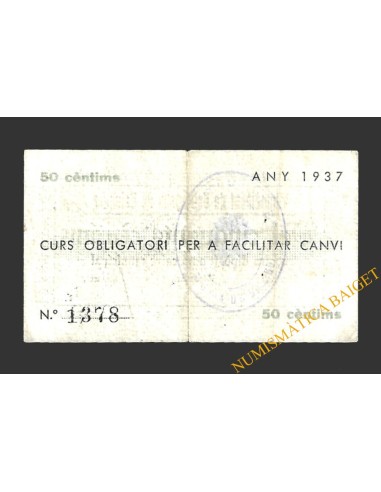 VALLFOGONA DE BALAGUER (Lleida) 50 cèntims 1937 