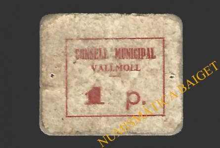 VALLMOLL (Tarragona) 1 pesseta 1937 