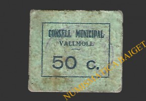 VALLMOLL (Tarragona)  50 cèntims 1937 