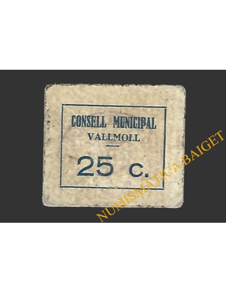 VALLMOLL (Tarragona)  25 cèntims 1937 