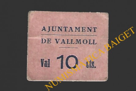 VALLMOLL (Tarragona)  10 cèntims 1937 