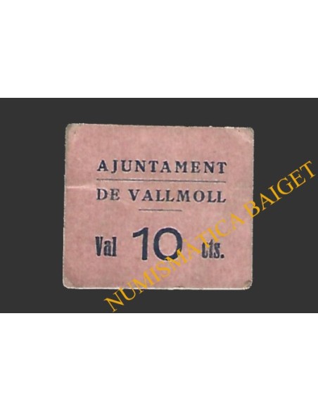 VALLMOLL (Tarragona)  10 cèntims 1937 