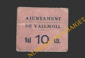 VALLMOLL (Tarragona)  10 cèntims 1937 
