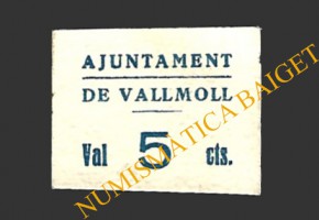 VALLMOLL (Tarragona)  5 cèntims 1937 