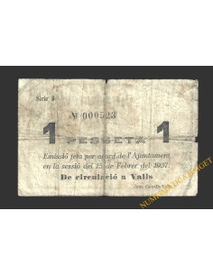 VALLS (Tarragona)  1 pesseta, 16 de febrer del 1937  2