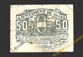 VALLS (Tarragona)  50 cèntims, 19 de maig del 1937 