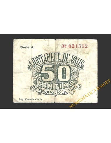 VALLS (Tarragona)  50 cèntims, 19 de maig del 1937 