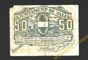 VALLS (Tarragona)  50 cèntims, 19 de maig del 1937 