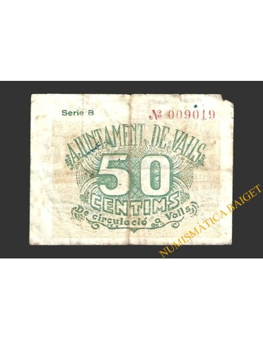 VALLS (Tarragona)  50 cèntims, 19 de maig del 1937 