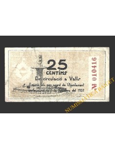 VALLS (Tarragona)  25 cèntims, 1 de setembre del 1937  2