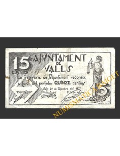 VALLS (Tarragona)  15 cèntims, 29 de setembre del 1937 