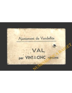 VANDELLÒS (Tarragona)  25 cèntims, 2 de maig del 1937