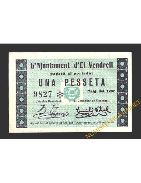 VENDRELL, EL (Tarragona)  1 pesseta, maig del 1937