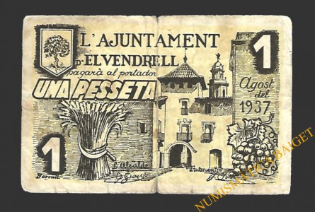 VENDRELL, EL (Tarragona)  1 pesseta, agost del 1937