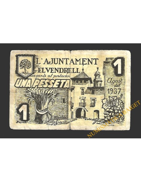 VENDRELL, EL (Tarragona)  1 pesseta, agost del 1937