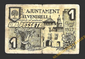 VENDRELL, EL (Tarragona)  1 pesseta, agost del 1937