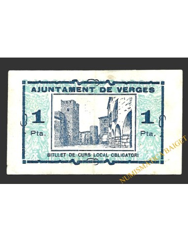 VERGES (Girona)  1 pesseta, 2 de juliol del 1937