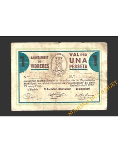 VIDRERES (Girona) 1 pesseta, abril del 1937