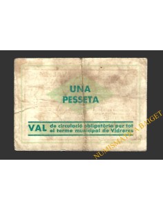 VIDRERES (Girona) 1 pesseta, abril del 1937 2