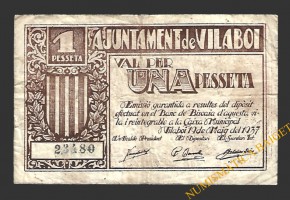 VILABOI (Barcelona) 1 pesseta, 19 de maig del 1937