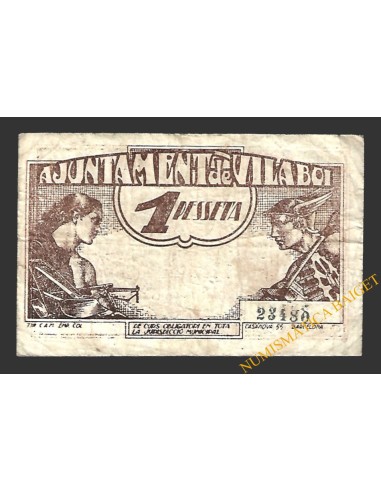 VILABOI (Barcelona) 1 pesseta, 19 de maig del 1937